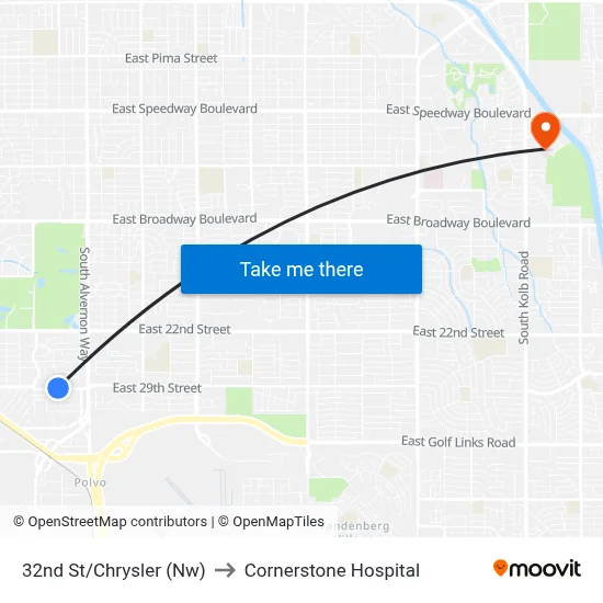 32nd St/Chrysler (Nw) to Cornerstone Hospital map