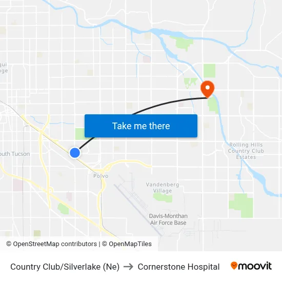Country Club/Silverlake (Ne) to Cornerstone Hospital map