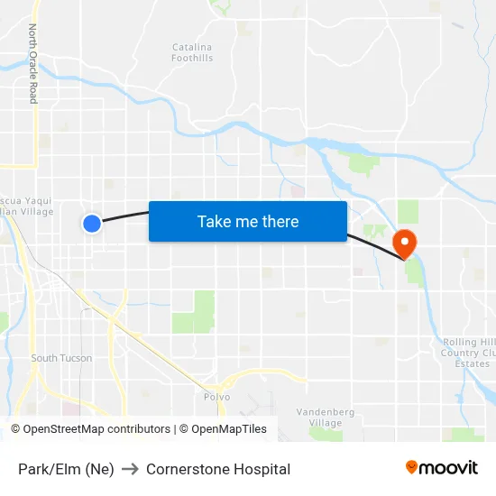 Park/Elm (Ne) to Cornerstone Hospital map