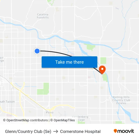 Glenn/Country Club (Se) to Cornerstone Hospital map