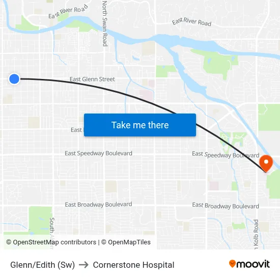 Glenn/Edith (Sw) to Cornerstone Hospital map