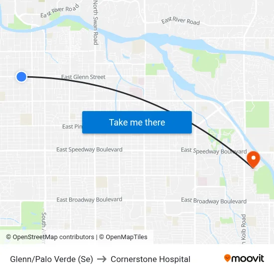 Glenn/Palo Verde (Se) to Cornerstone Hospital map