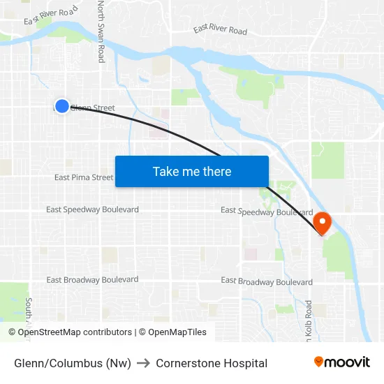 Glenn/Columbus (Nw) to Cornerstone Hospital map