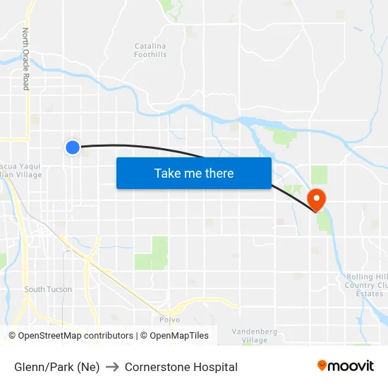 Glenn/Park (Ne) to Cornerstone Hospital map