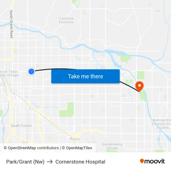 Park/Grant (Nw) to Cornerstone Hospital map