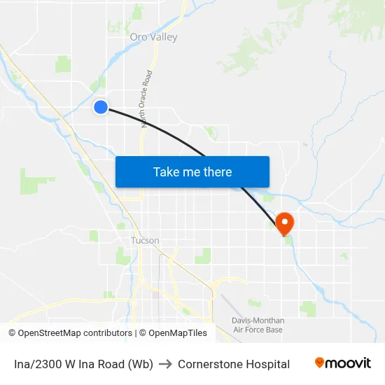Ina/2300 W Ina Road (Wb) to Cornerstone Hospital map