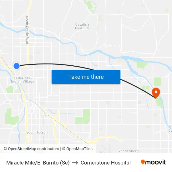 Miracle Mile/El Burrito (Se) to Cornerstone Hospital map