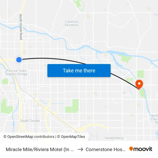 Miracle Mile/Riviera Motel (In Front) to Cornerstone Hospital map