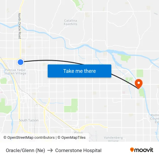 Oracle/Glenn (Ne) to Cornerstone Hospital map