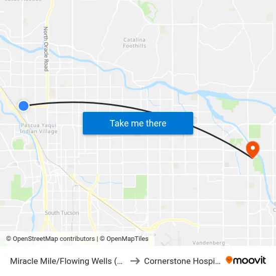 Miracle Mile/Flowing Wells (Ne) to Cornerstone Hospital map