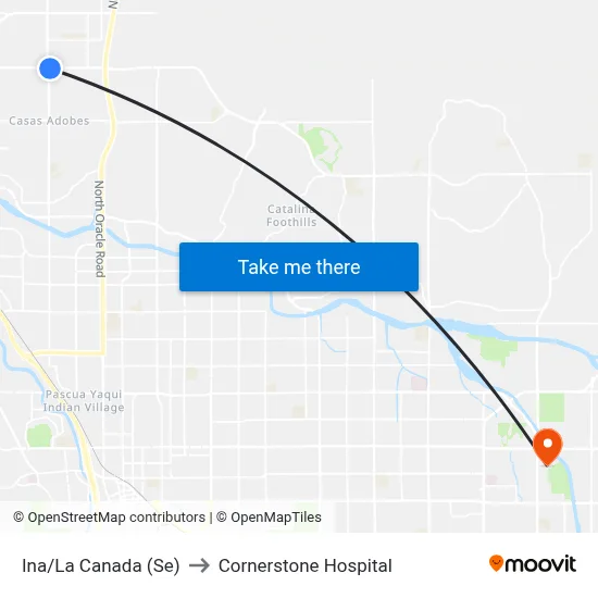 Ina/La Canada (Se) to Cornerstone Hospital map