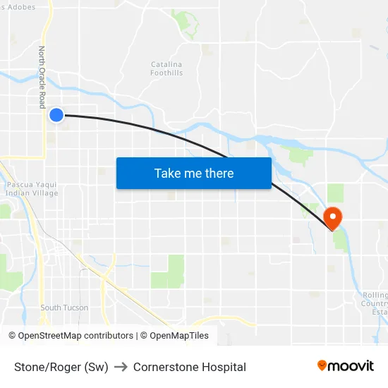 Stone/Roger (Sw) to Cornerstone Hospital map