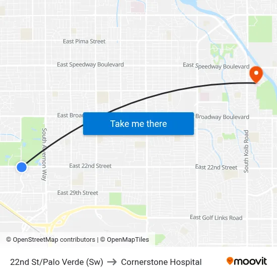 22nd St/Palo Verde (Sw) to Cornerstone Hospital map