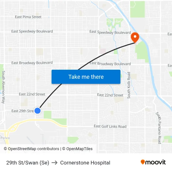 29th St/Swan (Se) to Cornerstone Hospital map