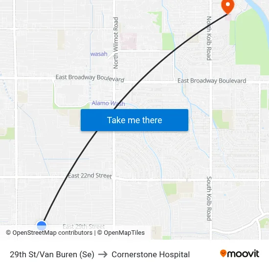 29th St/Van Buren (Se) to Cornerstone Hospital map