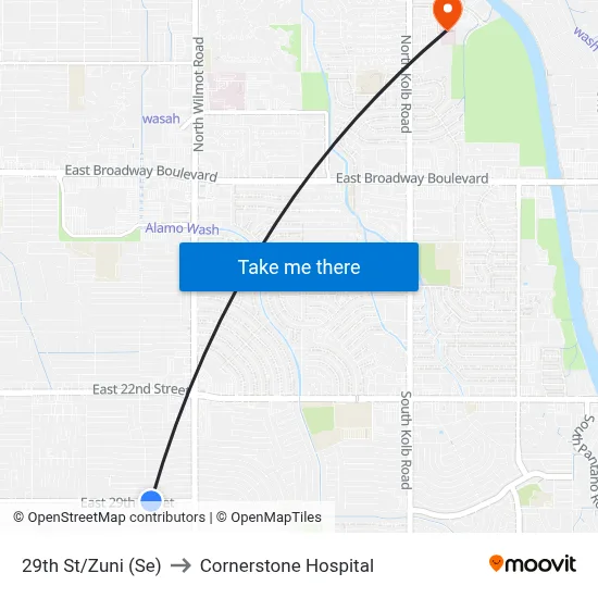 29th St/Zuni (Se) to Cornerstone Hospital map