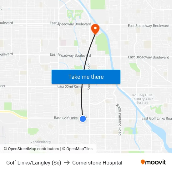 Golf Links/Langley (Se) to Cornerstone Hospital map