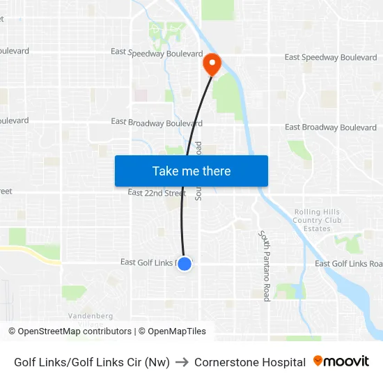Golf Links/Golf Links Cir (Nw) to Cornerstone Hospital map