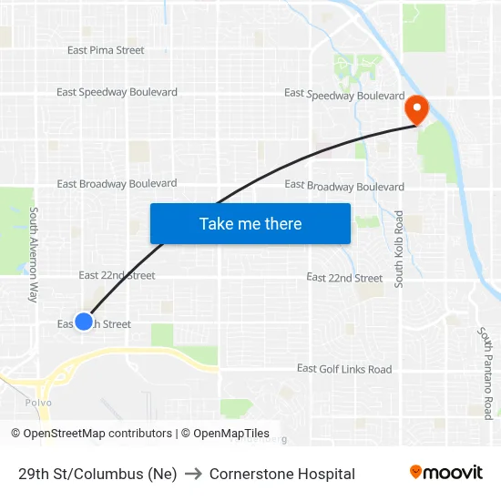29th St/Columbus (Ne) to Cornerstone Hospital map