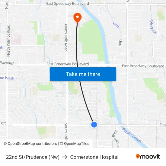 22nd St/Prudence (Nw) to Cornerstone Hospital map