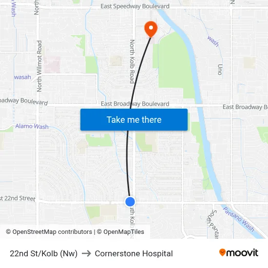 22nd St/Kolb (Nw) to Cornerstone Hospital map