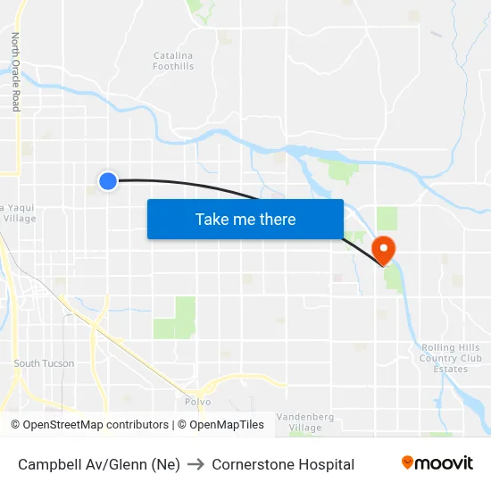 Campbell Av/Glenn (Ne) to Cornerstone Hospital map