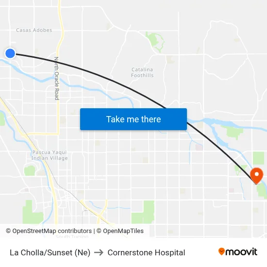 La Cholla/Sunset (Ne) to Cornerstone Hospital map