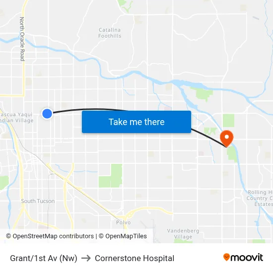 Grant/1st Av (Nw) to Cornerstone Hospital map