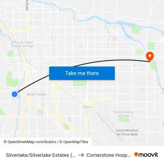 Silverlake/Silverlake Estates (Se) to Cornerstone Hospital map