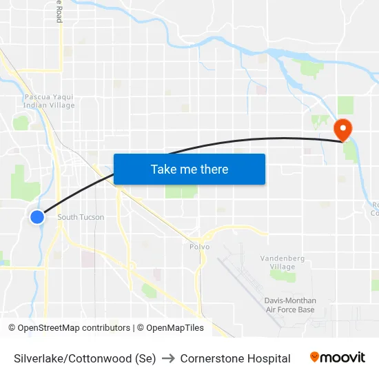 Silverlake/Cottonwood (Se) to Cornerstone Hospital map