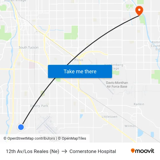 12th Av/Los Reales (Ne) to Cornerstone Hospital map