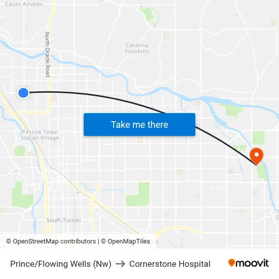 Prince/Flowing Wells (Nw) to Cornerstone Hospital map