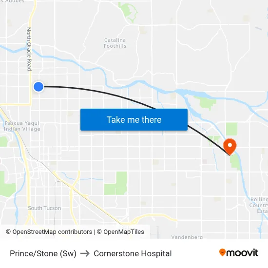 Prince/Stone (Sw) to Cornerstone Hospital map