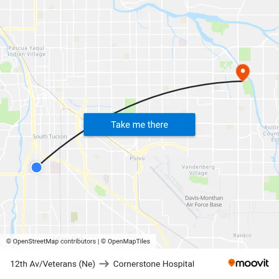 12th Av/Veterans (Ne) to Cornerstone Hospital map