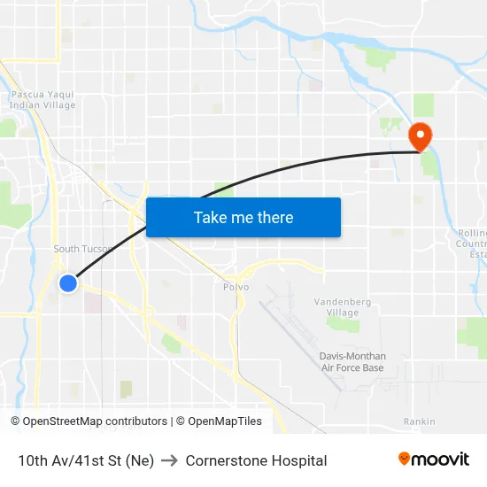 10th Av/41st St (Ne) to Cornerstone Hospital map