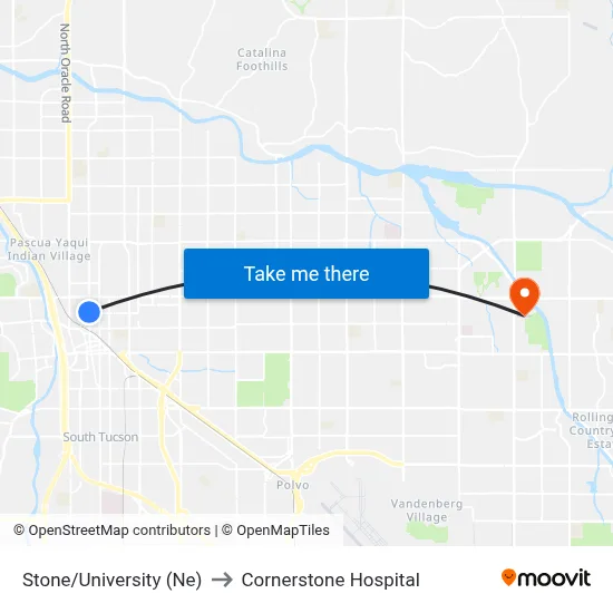 Stone/University (Ne) to Cornerstone Hospital map