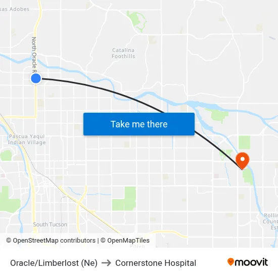 Oracle/Limberlost (Ne) to Cornerstone Hospital map