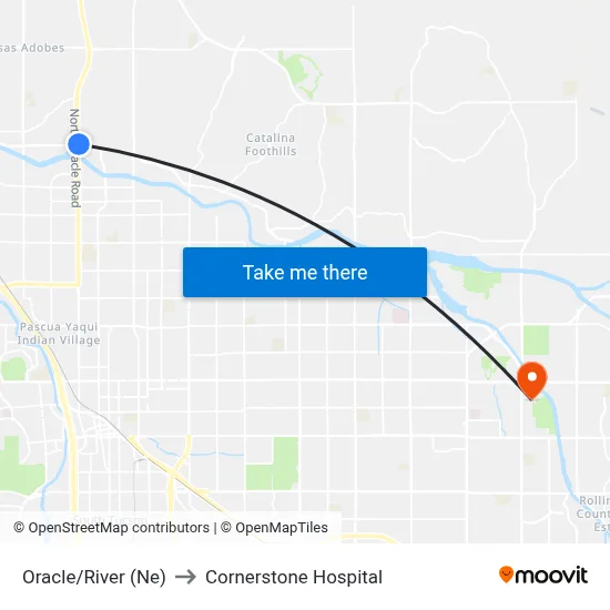 Oracle/River (Ne) to Cornerstone Hospital map