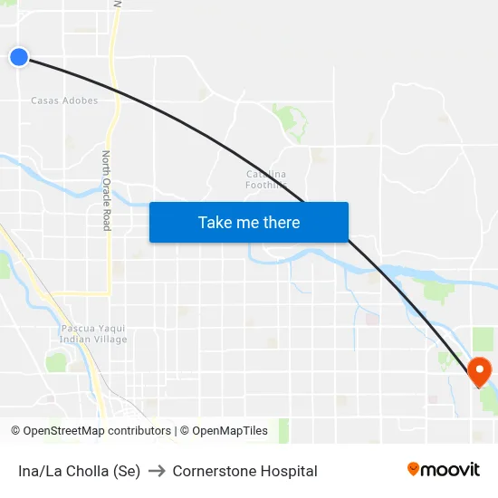 Ina/La Cholla (Se) to Cornerstone Hospital map