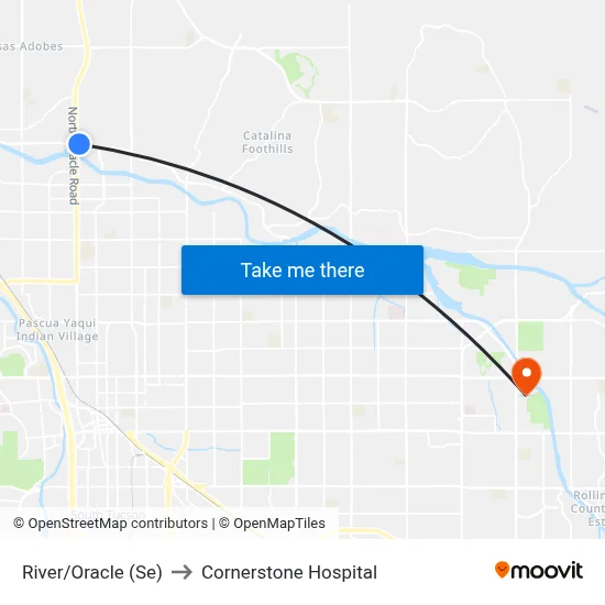 River/Oracle (Se) to Cornerstone Hospital map