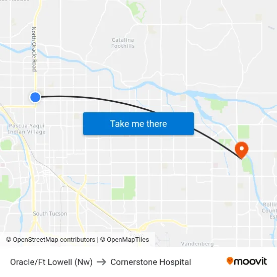 Oracle/Ft Lowell (Nw) to Cornerstone Hospital map