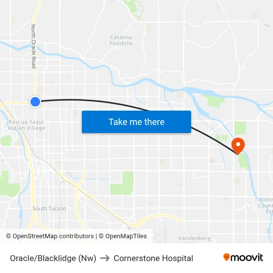 Oracle/Blacklidge (Nw) to Cornerstone Hospital map