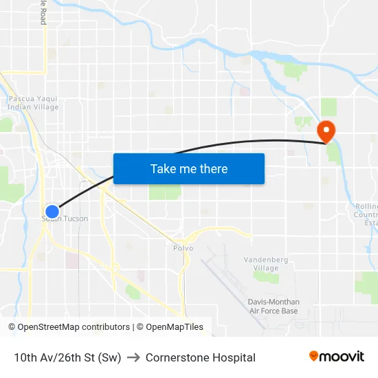 10th Av/26th St (Sw) to Cornerstone Hospital map