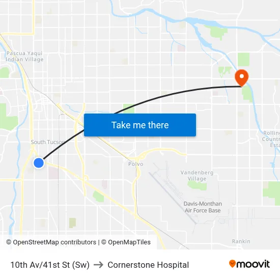 10th Av/41st St (Sw) to Cornerstone Hospital map