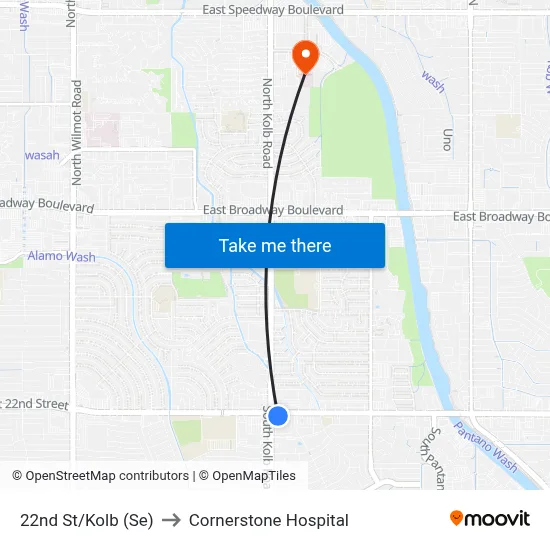 22nd St/Kolb (Se) to Cornerstone Hospital map