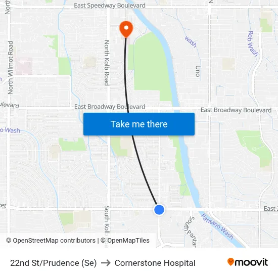 22nd St/Prudence (Se) to Cornerstone Hospital map