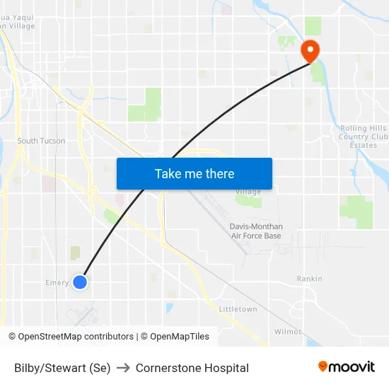 Bilby/Stewart (Se) to Cornerstone Hospital map