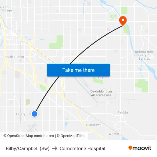Bilby/Campbell (Sw) to Cornerstone Hospital map