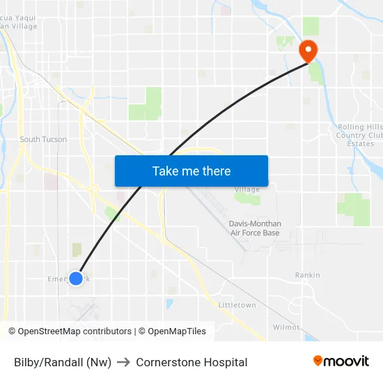 Bilby/Randall (Nw) to Cornerstone Hospital map