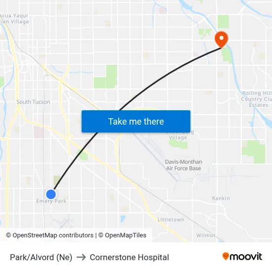 Park/Alvord (Ne) to Cornerstone Hospital map
